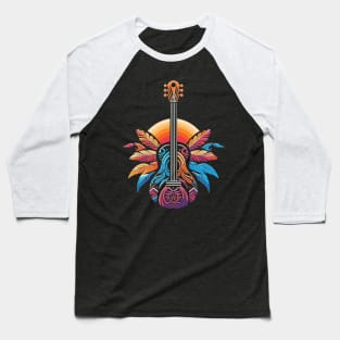Colorful Feather Guitar Baseball T-Shirt